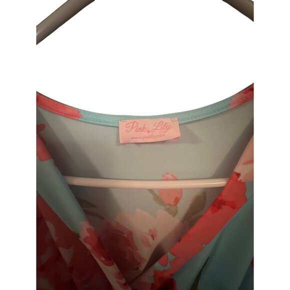 Pink Lily Womens Floral Wrap Maxi Dress With 3/4 Sleeves & Tie Waist - Picture 6 of 8